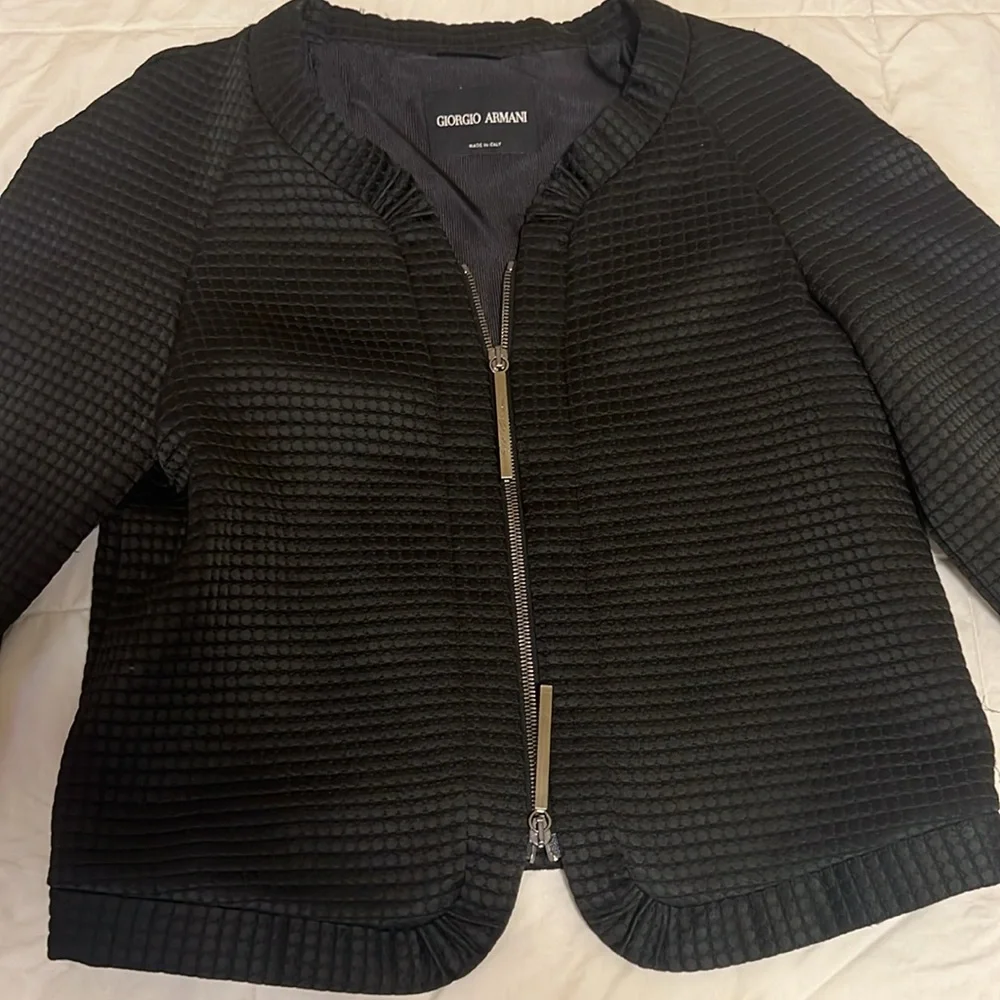 Giorgio Armani Black Jacket with Quilted Texture